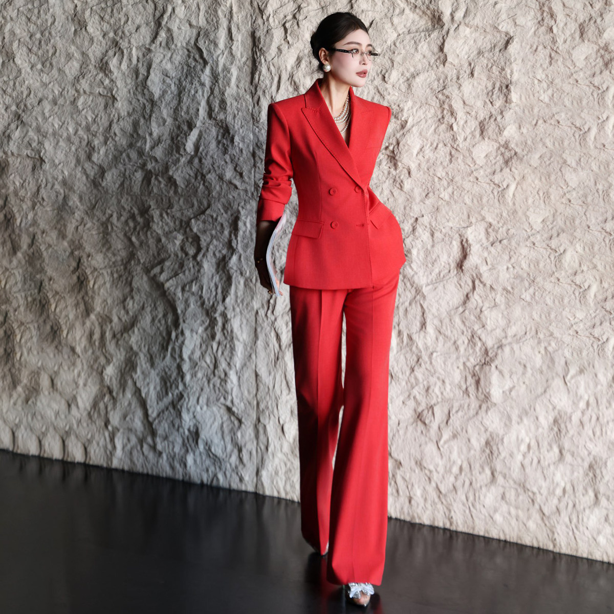 修身显瘦西装套装女 2026 新款双排扣西装外套阔腿裤气质职业装,女装/女士精品,时尚套装,淘宝优惠券,粉丝福利购,淘宝优惠卷