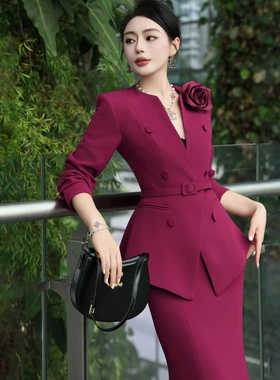 高级感气质职业套装2025新款设计感短外套长款半身裙两件套正装