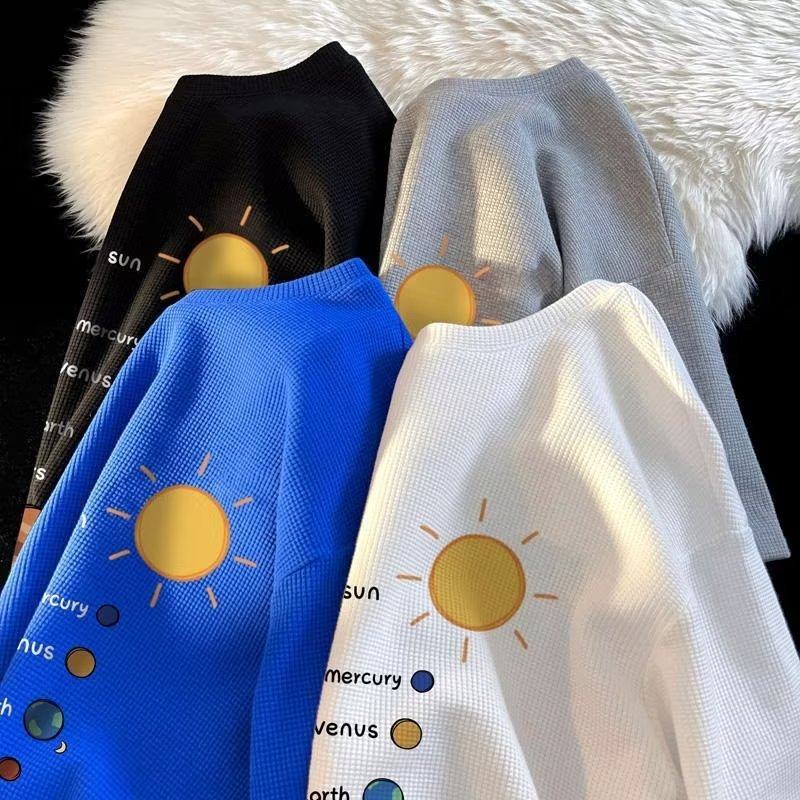 清仓捡漏~专柜撤回大牌外贸男装华夫格别致印花体恤上衣中性短袖