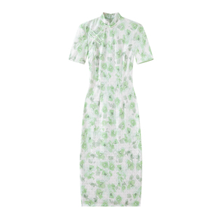 复古旗袍款 少女中长款 改良版 年轻款 学生春夏日常 连衣裙短袖 新中式