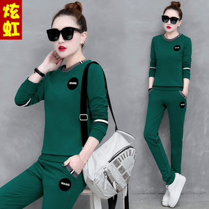 2019春秋新款休闲运动服套装女春季跑步时尚韩版长袖卫衣两件套潮