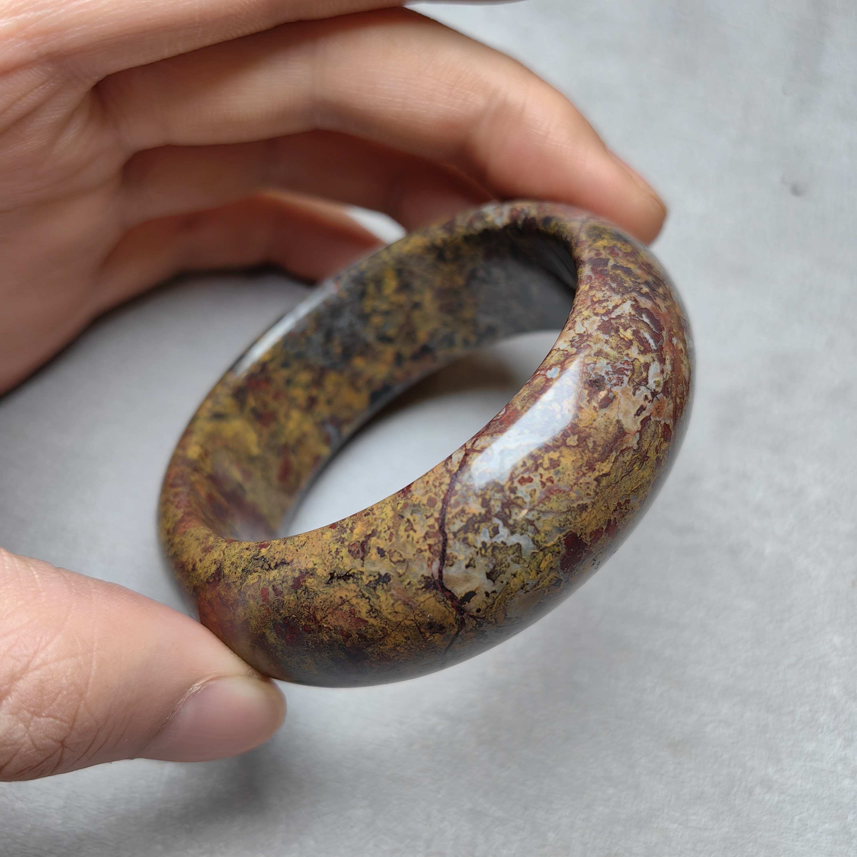 精品新疆花伊丁花金刚手镯圈口54宽20磁疗养生标准手镯2225