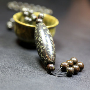 精品新疆龙鳞角砾岩天珠配圆珠项链毛衣链配件男女款吉祥如意吊坠