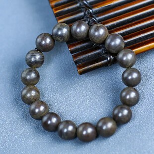 新疆五彩湾硅化铁护心石养心石自然高频率微瑕疵手串12mm#10066