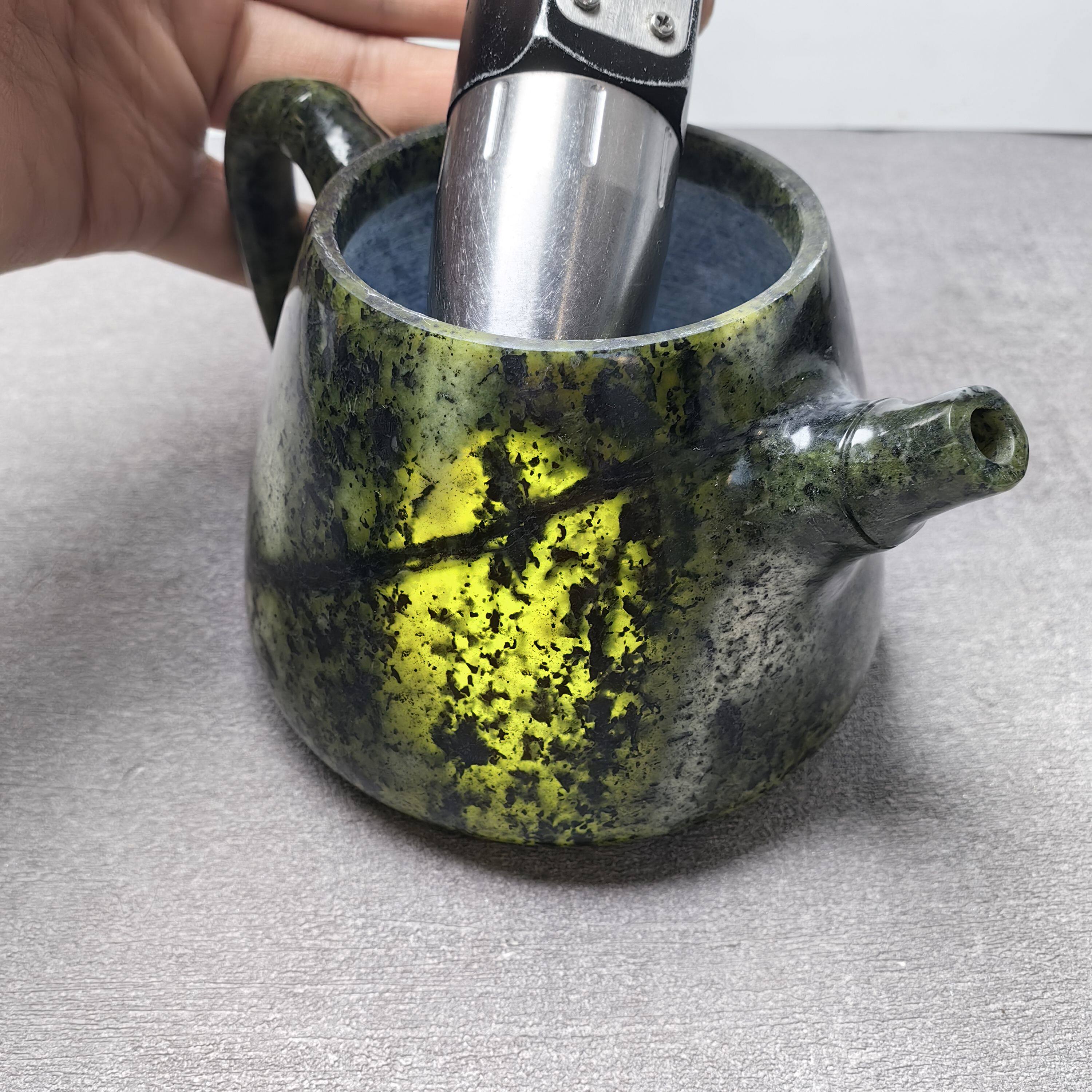 西藏藏玉药王石大容量茶壶250ml玉化强磁竹节壶煮水微量元素2243