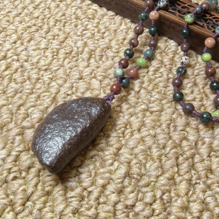新疆五彩湾硅化铁原生态吊坠养心护心石项链搭配6毫米五行链子271