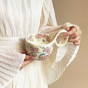 女生伴手礼 复古高颜值马克杯下午茶拿铁咖啡陶瓷曲把早餐杯礼盒装
