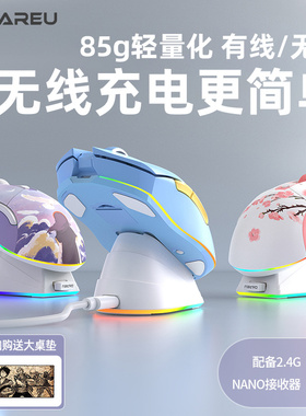 达尔优EM901有线无线双模typec充电游戏鼠标发光笔记本电脑2.4g