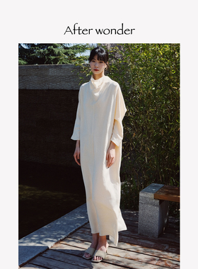 afterwonder新中式荡领连衣裙 慵懒随性提花长裙气质清冷松弛感