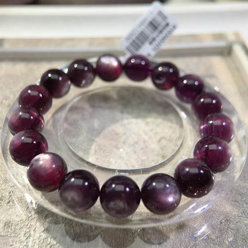 天然双面猫眼紫锂云母手链