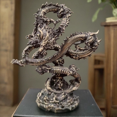 黄铜金属神兽盘龙神龙手办纯铜龙摆件招财镇宅高档工艺品家居摆件