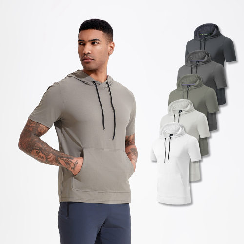 European-size Hooded T-shirt Men's Sports Leisure Quick-dryi