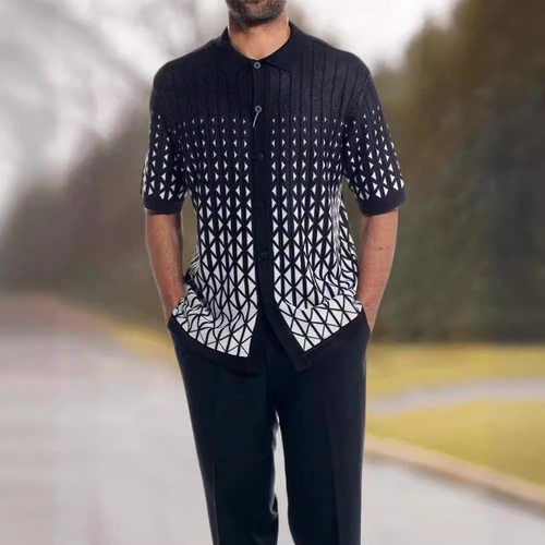 Casual Style Suit Printed Loose Short-sleeved Trousers Suit