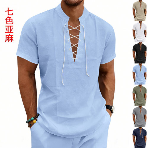 Tiktok Men's Strap Short-sleeved Loose Breathable llar Casua