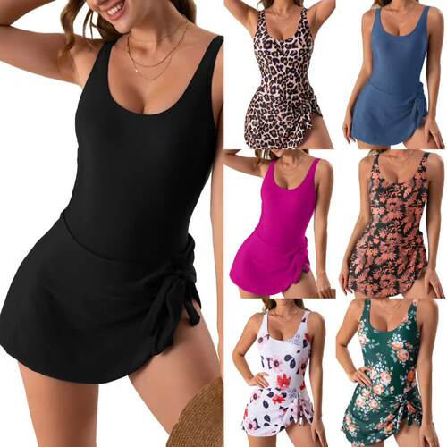 Hot Swimwear Women's One-piece Skirt Sexy Slim-fit Printed I