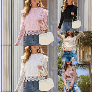 2026 Sexy Solid lor Hollow Lace Navel Outer Wear Women's at