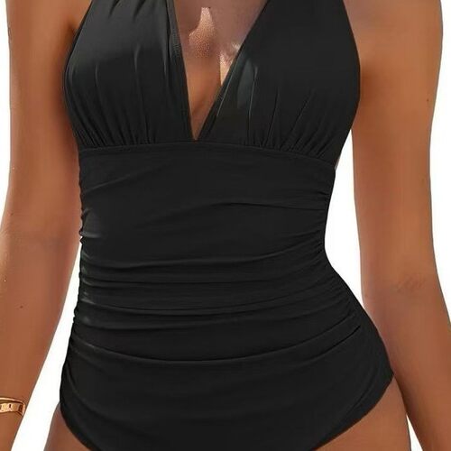 2026 Halter-neck Lace-up Backless One-piece Swimsuit For Wom