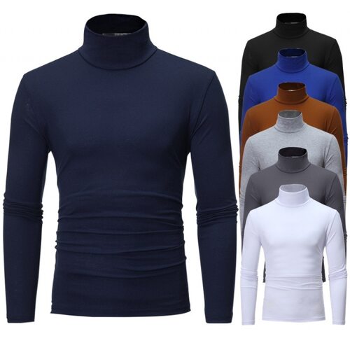 Slim-fit lor Half-high llar T-shirt Men's Tight-fit rendy Mi