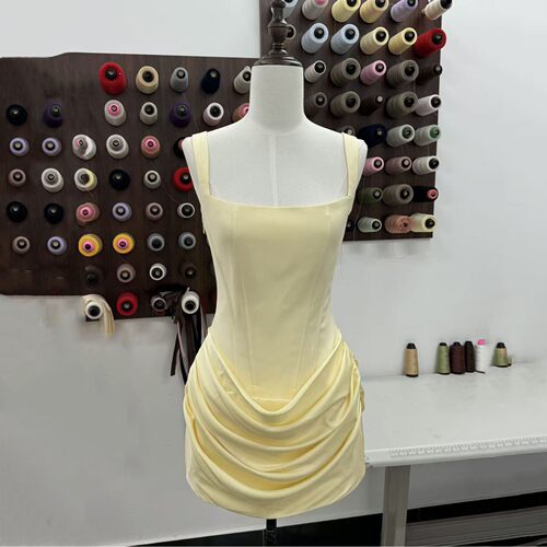 Sexy Pleated Sleeveless Hip Skirt Hot Girl Strappy Dress