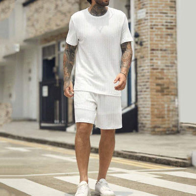 Men's Casual Solid lor Round Neck Pullover Vertical Print T-