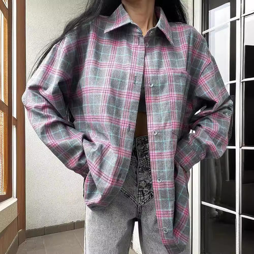 2026 Retro Versatile Lapel Loose Plaid For Women