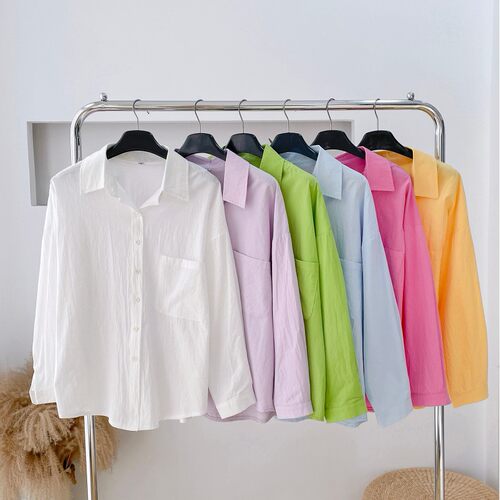 Pure tton Women's White Loose Casual tton Shirt High-end Out