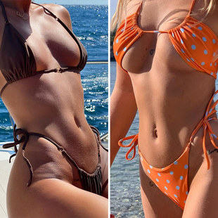 Sexy Bikini Solid Swimsuit Tanga Biquini Micro Bikini Set Ho