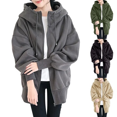 2026 Distinctive Sreet Solid lor Large Size Zipper Hooded Lo