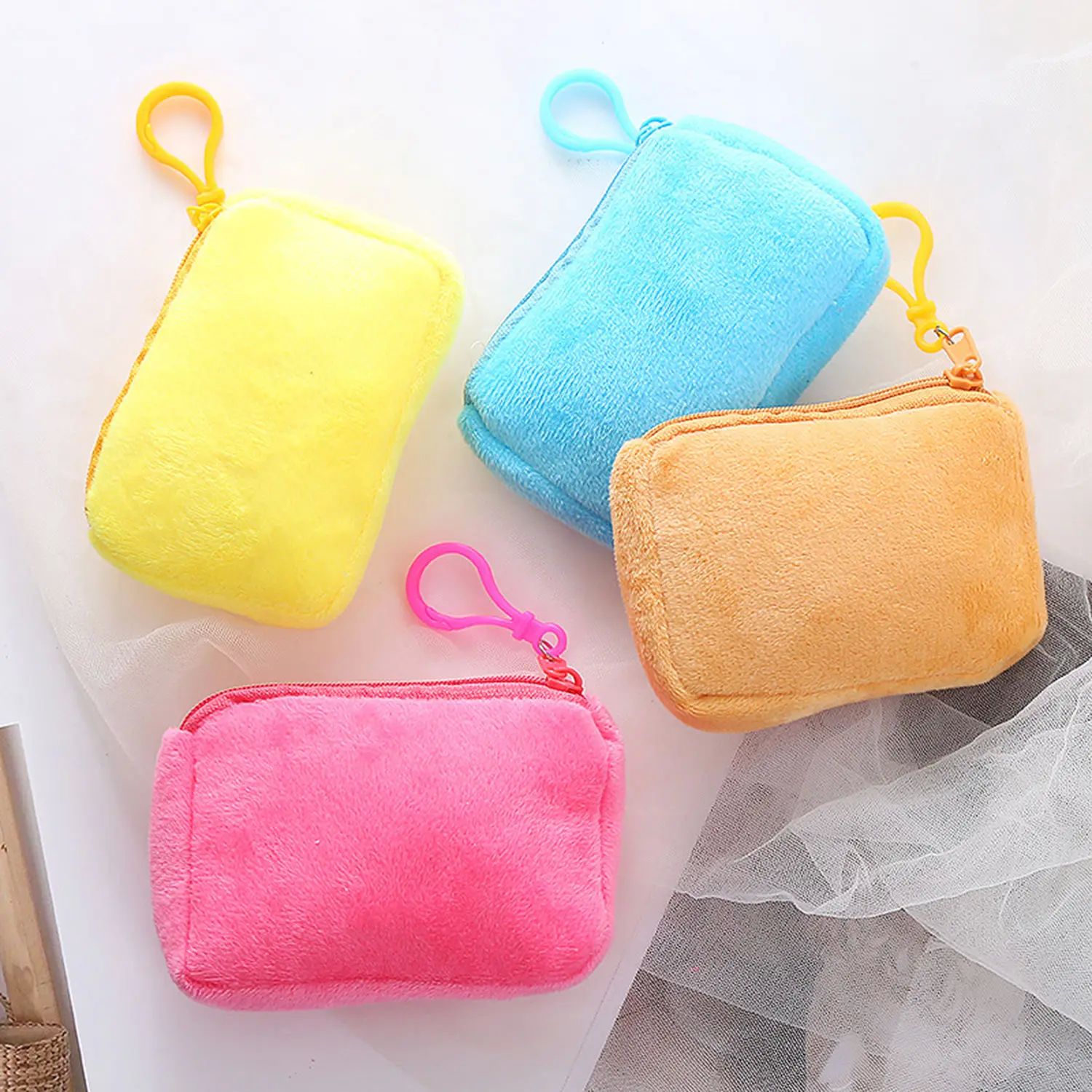 Korean Mini Fashion Square Zipper Coin Purse Women's Thin an 收纳整理 包包内胆包 原图主图