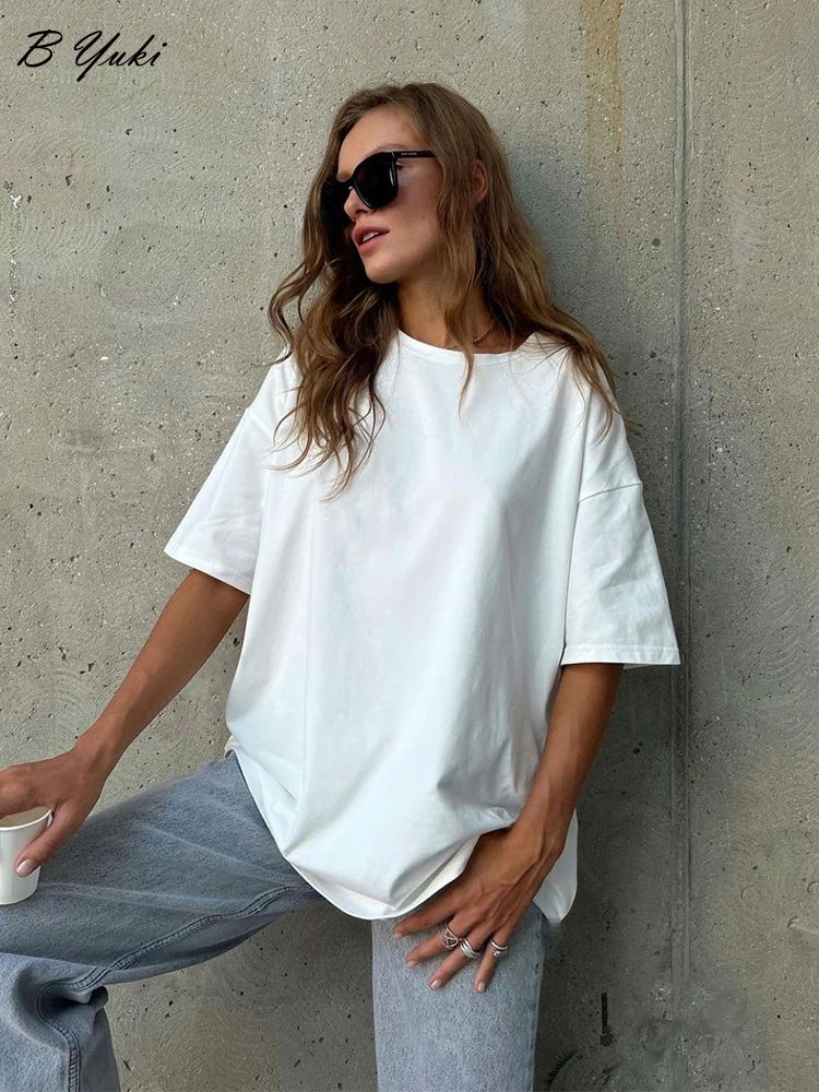 Blessyuki ndy 100% Cotton Basic T Shirts Women Summer Loose