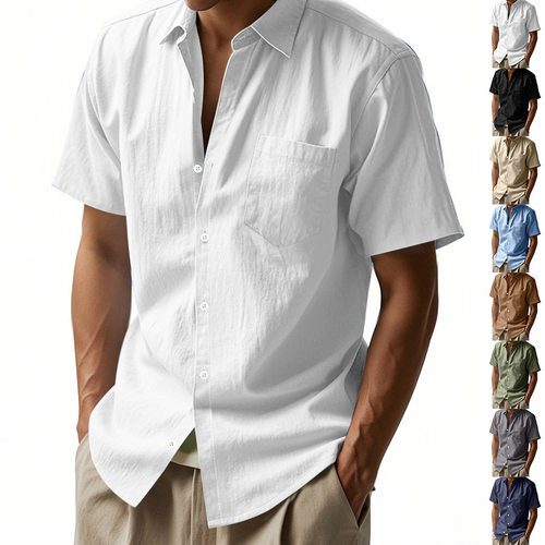 American Style Men's Weiyi Style Linen Loose Casual Henry ll