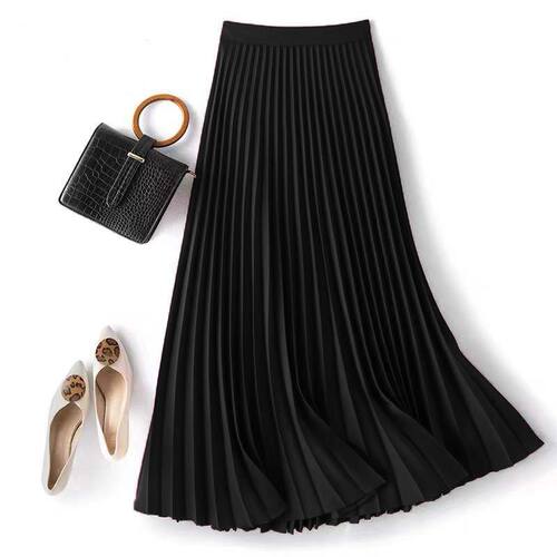 Satin Elegant Organ High Waist Pleated Skirt 2026 Versatile