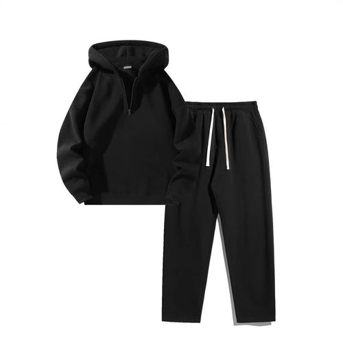 Women’s 2-piece Casual Lapel Half-zip Sweatshirt And Wide-l