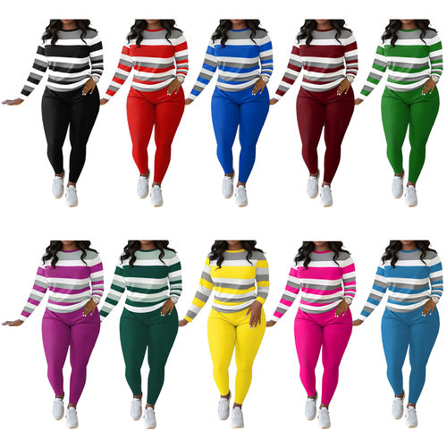 D9698 Hot Women's Fashion Distinctive Stripe Positioning Pri