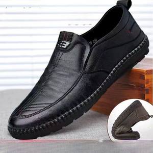 Mens Leather Loafers Non Slip Walking Flats Breathable Outdo