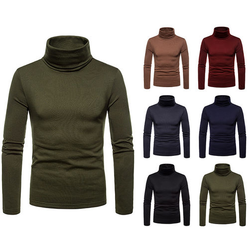 Temu Men's Velvet High llar T-shirt Warm High llar Casual