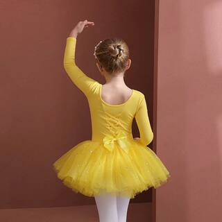 Girls Ballet Dance Tutu Dress Kids Short /Long Sleeves Tulle