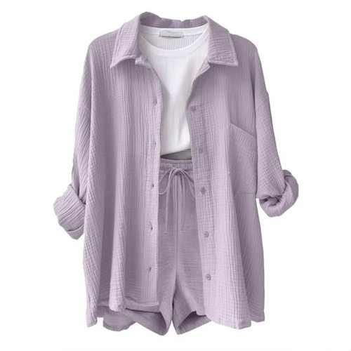 Women’s Two-piece Set: Wrinkle-effect Fabric, Notch Lapel,