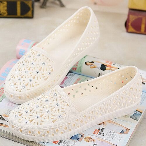 Hollow Head Mother Shoes Women's Hole Shoes Casual Flat Non-