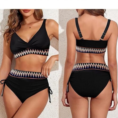 2026 Swimsuit Sexy Bodycon Solid-color Strapless High-waist