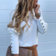 Sleeve Women Shirts Lad Metal Fashion Blouses Button Long