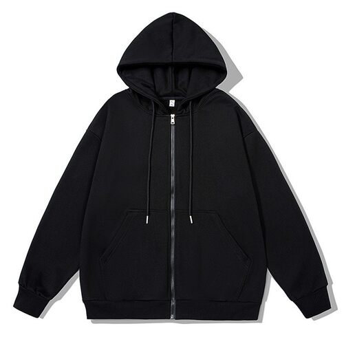 Men's And Women's Velvet Zipper Hooded Casual Jacket