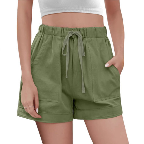 2026 Casual High Waisted Lace-up Drawstring Pocket Loose Wom