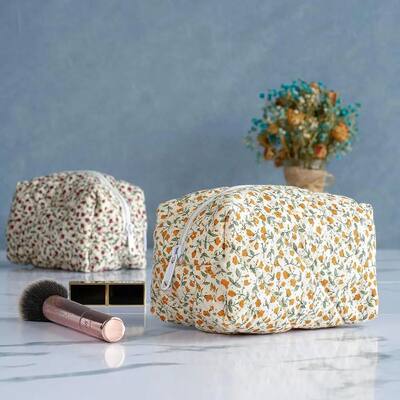 Storage Organizer Floral Puffy Quilted Makeup Bag Flower Pri