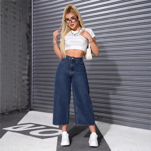 Women's High Waist Wide Leg Spice Girl Retro Slimming Loose