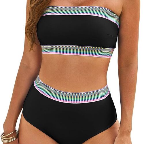 Solid lor Fashion Slim High Waist Sexy Split Swimsuit