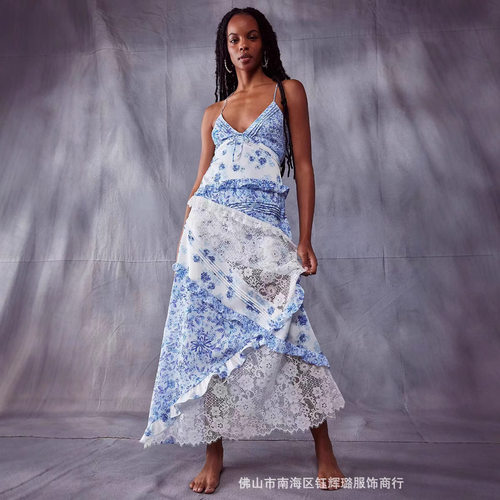 Women’s Instagram-style Resort Maxi Dress, Cutout Design, F