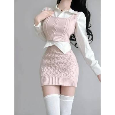 2024 Spring Elegant Knitted Suits Women Even Party Clothing