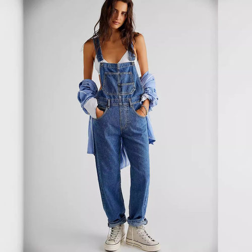 Casual Washed Loose Denim Overalls Women's Denim Overalls
