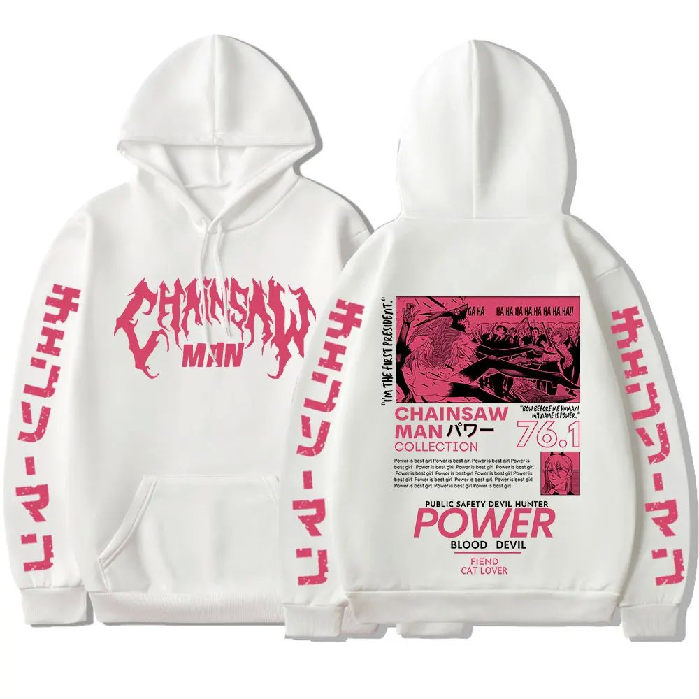 Chainsaw Man Anime Hooded Power Graphic Print Hoodie Men Wom